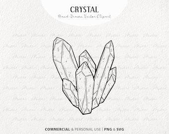 Kristall SVG Clipart. Himmelsk ädelsten vektorkontur. Andlig ädelsten. Mystisk diamant linjeteckning. Kommersiell användning SVG & PNG