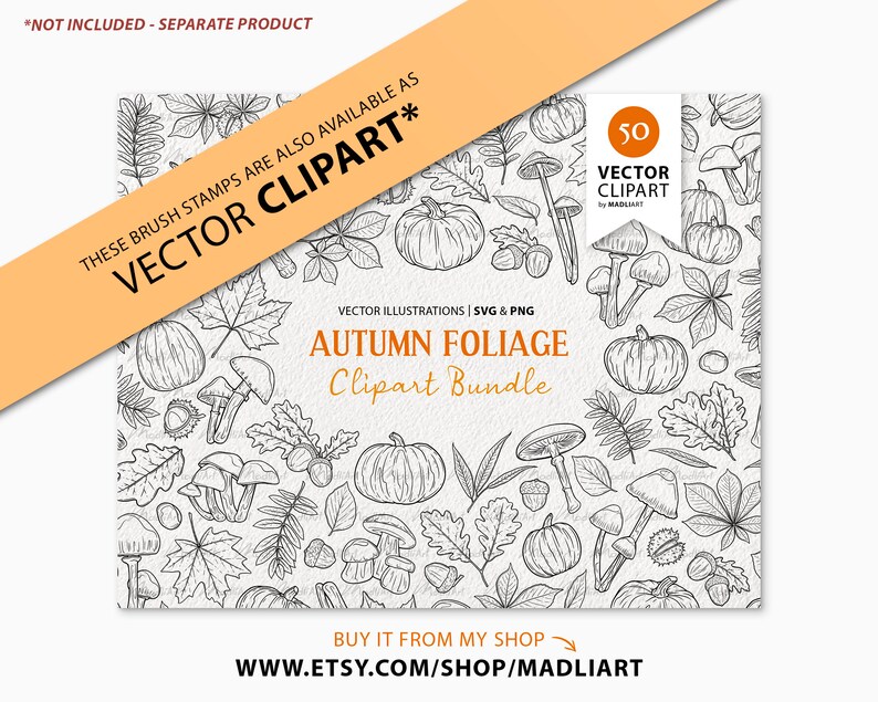 50 Procreate Autumn Foliage Stamps. Fall Tattoo Design. Mushrooms ...
