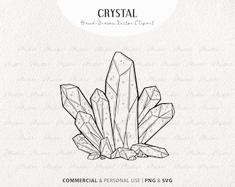 Kristall SVG Clipart. Himmelsk ädelsten vektorkontur. Andlig ädelsten. Mystisk diamant linjeteckning. Kommersiell användning SVG & PNG