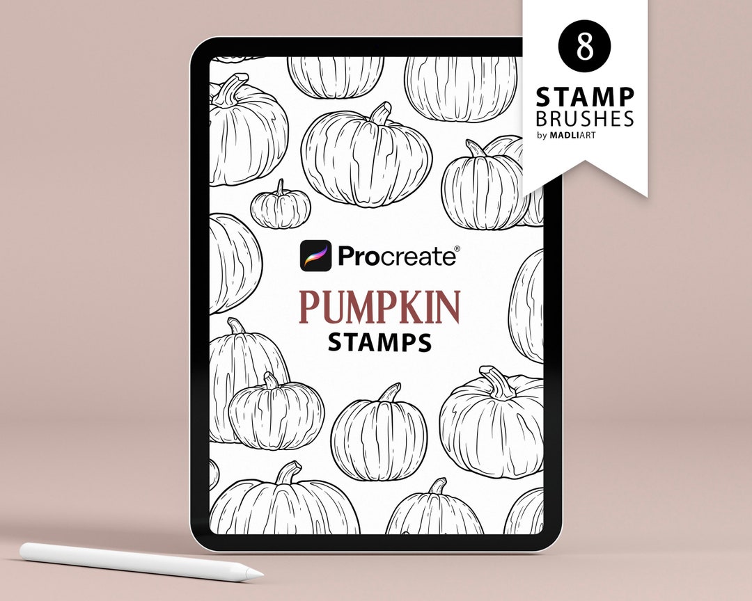 8 Halloween Pumpkin Procreate Stamps. Spooky Season Tattoo Design ...