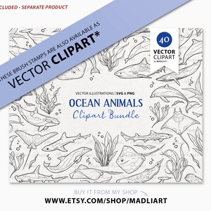 40 Procreate Ocean Animal Stamps. Sea Life Tattoo Design. Whale, Shark ...