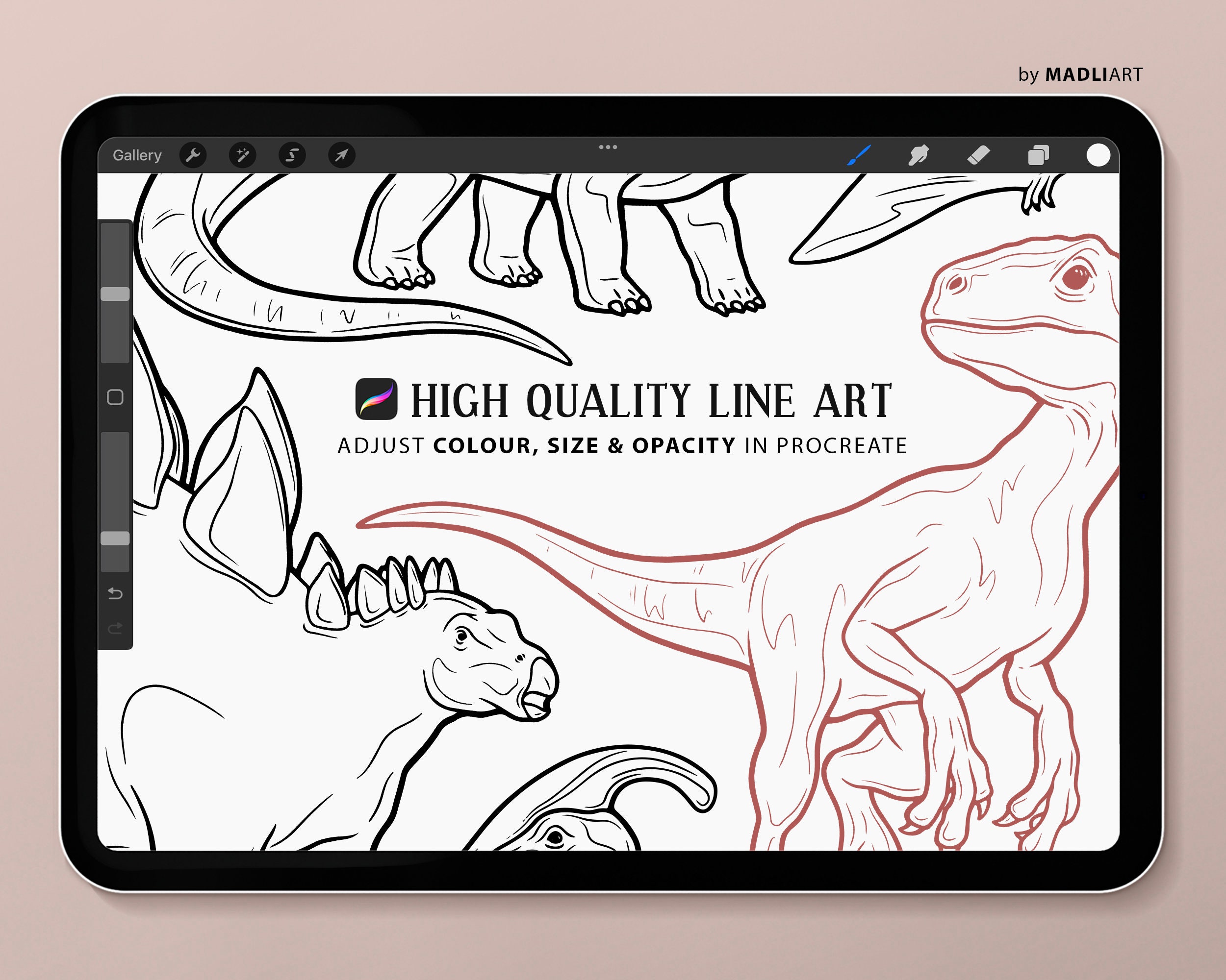12 Procreate Dinosaur Stamps. Jurassic Tattoo Design. Prehistoric ...
