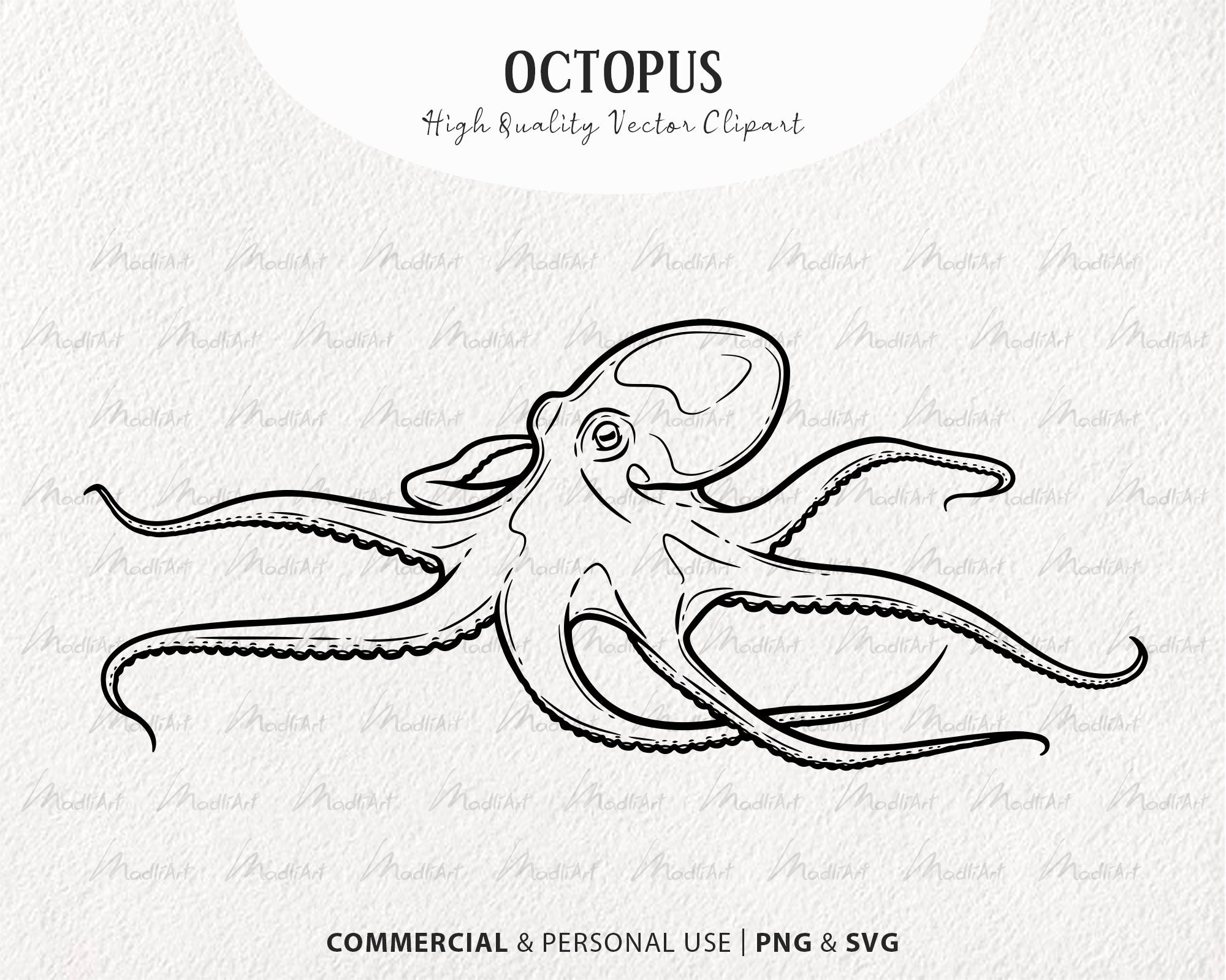 Octopus SVG Clipart. Kraken Vector Line Art. Octopus - Etsy
