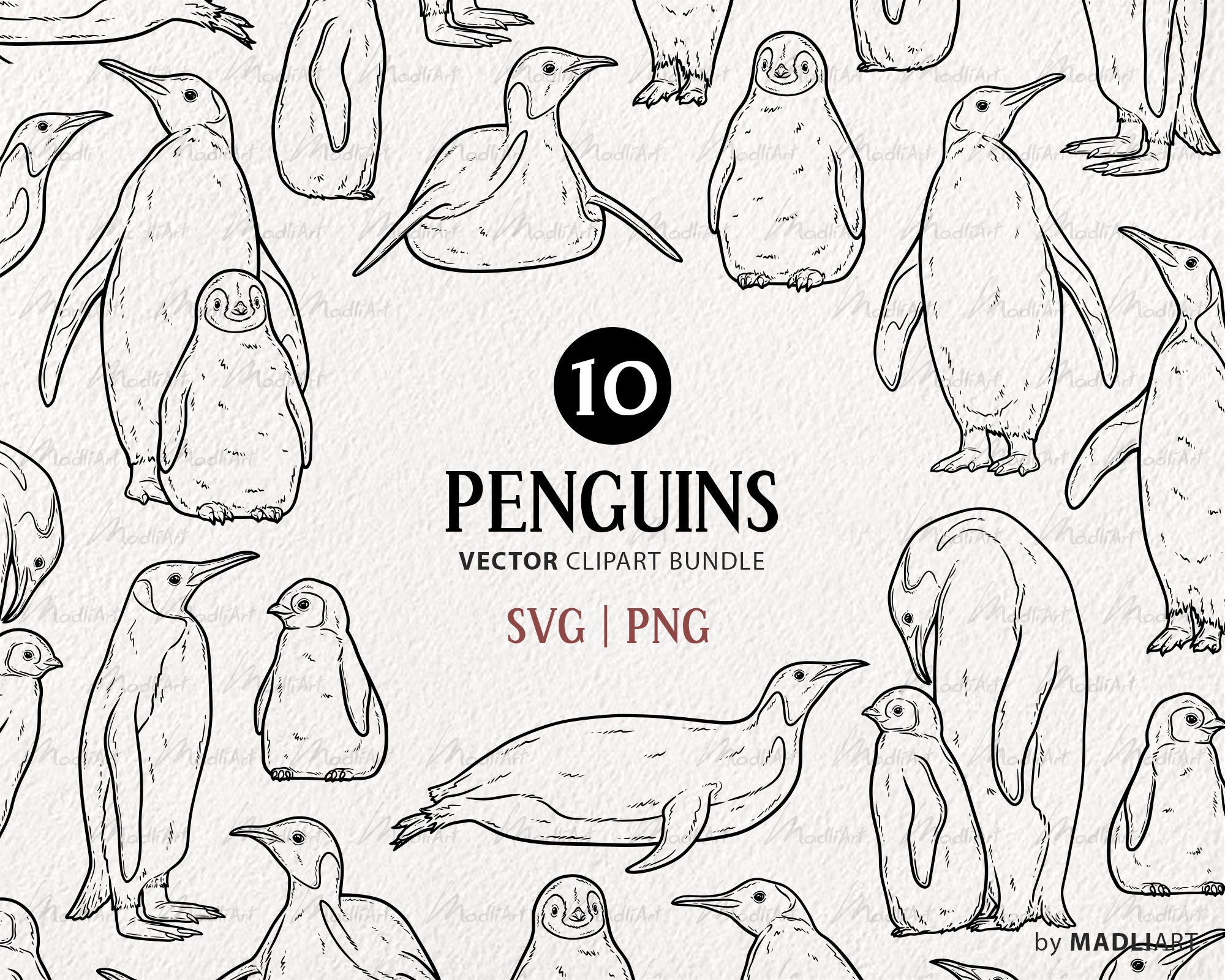 ペンギンの線画 - Etsy 日本