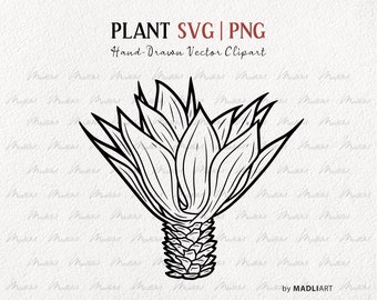 Leafy Plant SVG Clipart. Vector House Plant Line Drawing. Potted Plant Outline Illustration. Minimal Plant Art. PNG & SVG Art