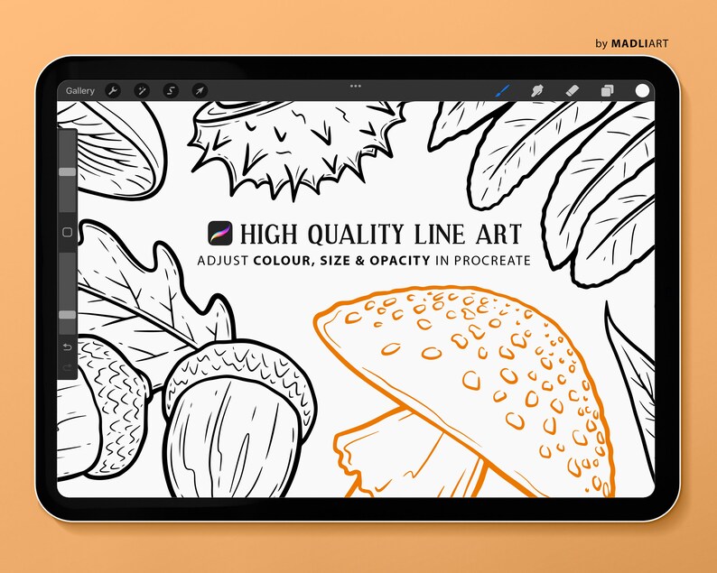 50 Procreate Autumn Foliage Stamps. Fall Tattoo Design. Mushrooms ...