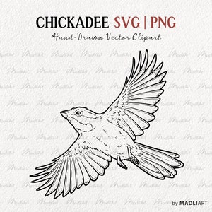Clipart SVG mésange. Clipart vectoriel de petit oiseau. Dessin au trait d'oiseau en vol. Dessin au trait oiseau. Dessin d'oiseau d'hiver. SVG et PNG à usage commercial