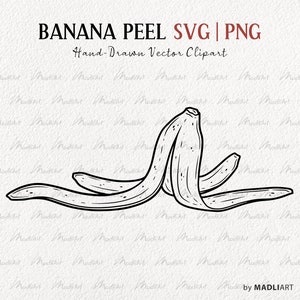 Clipart SVG de peau de banane. Dessin au trait vectoriel banane. Contour de banane. Conception de tatouage de régime de bananes. Fichiers PNG et SVG