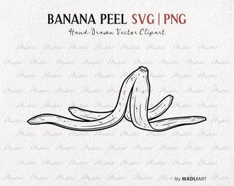 Banana Peel SVG Clipart. Banana Vector Line Art. Banana fruit outline. Bunch of bananas tattoo design. PNG & SVG files