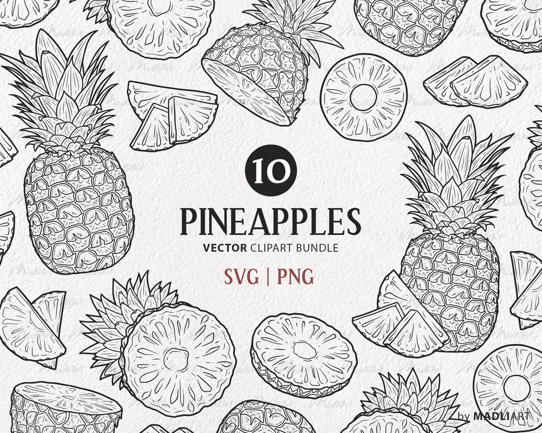 Paquete de imágenes prediseñadas SVG de piña. 10 piñas vectoriales ...