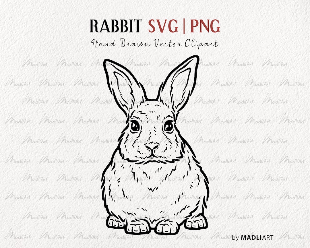 Rabbit SVG Clipart. Rabbit Vector Line Art. Easter Bunny Svg. Cute ...