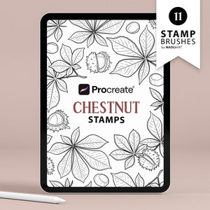 11 Chestnut Procreate Stamps. Fall Leaves Tattoo Design. Autumn Chest Nut Brushes. Chestnut Outline Art. Procreate Drawing Stamps in iPad