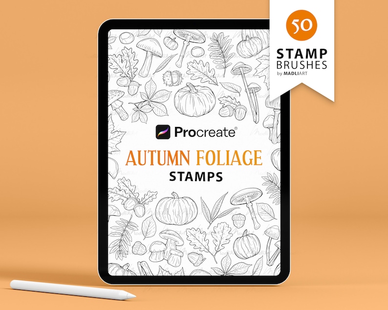 50 Procreate Autumn Foliage Stamps. Fall Tattoo Design. Mushrooms ...
