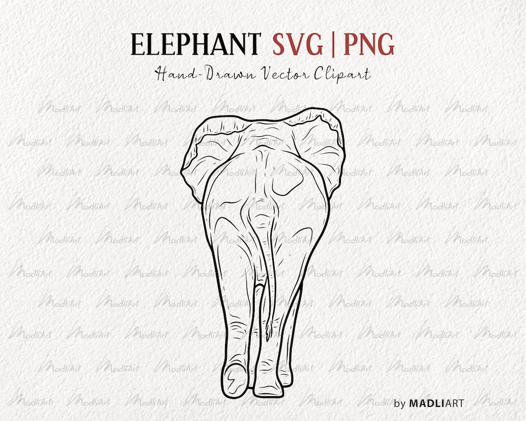Elephant Vectordraw Elephant SVG Clipart. Elephant Vector Drawing. Safari Animal SVG Line ...