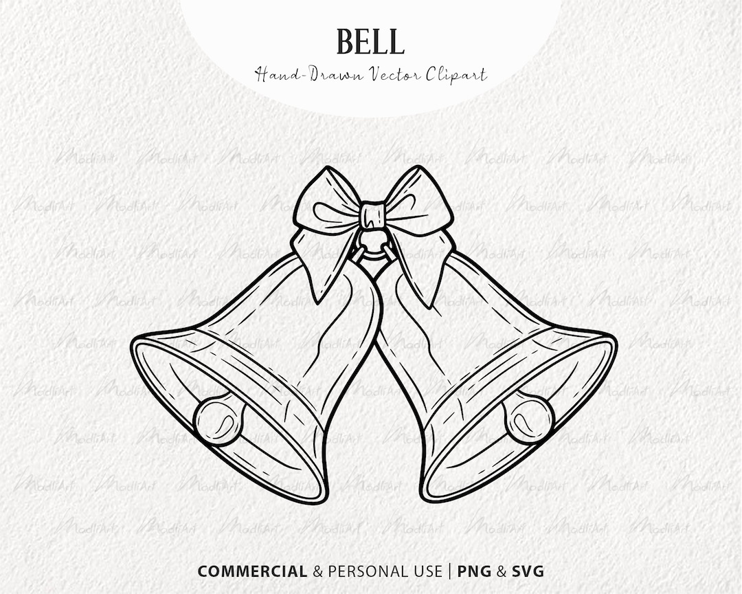 Christmas bell line art drawing traditional Vector Image