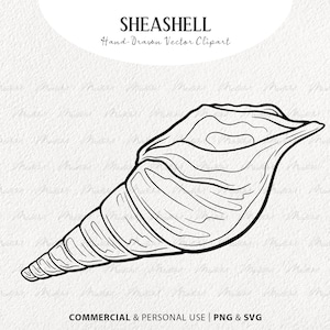 Seashell SVG Clipart. Ocean Themed Vector Line Drawing. Nautical Ocean Crab Shell. Beach Sea Shell Art Stamp. Digital Download SVG, PNG