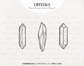3 kristaller vektor clipart set. Himmelsk ädelsten SVG kontur. Andliga ädelstenar. Mystisk diamant linjeteckning. Kommersiell användning SVG & PNG