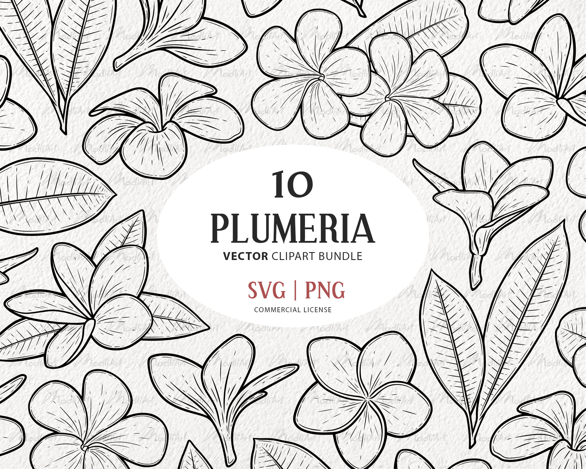 Plumeria SVG Clipart Bundle. 10 Tropical Hawaii Flowers. - Etsy