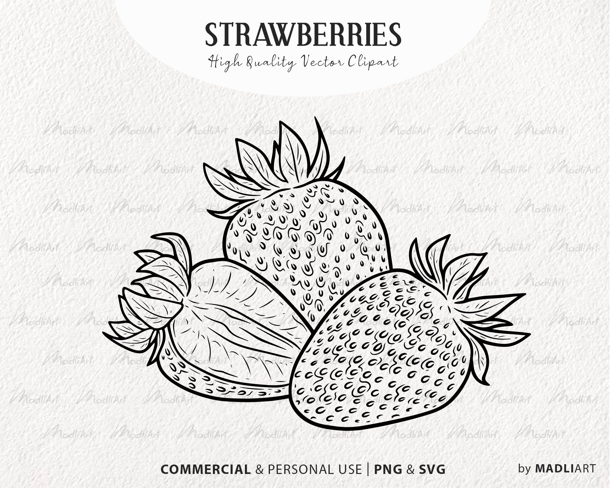 Strawberry SVG Clipart. Vector Strawberry Plant Outline. Strawberries