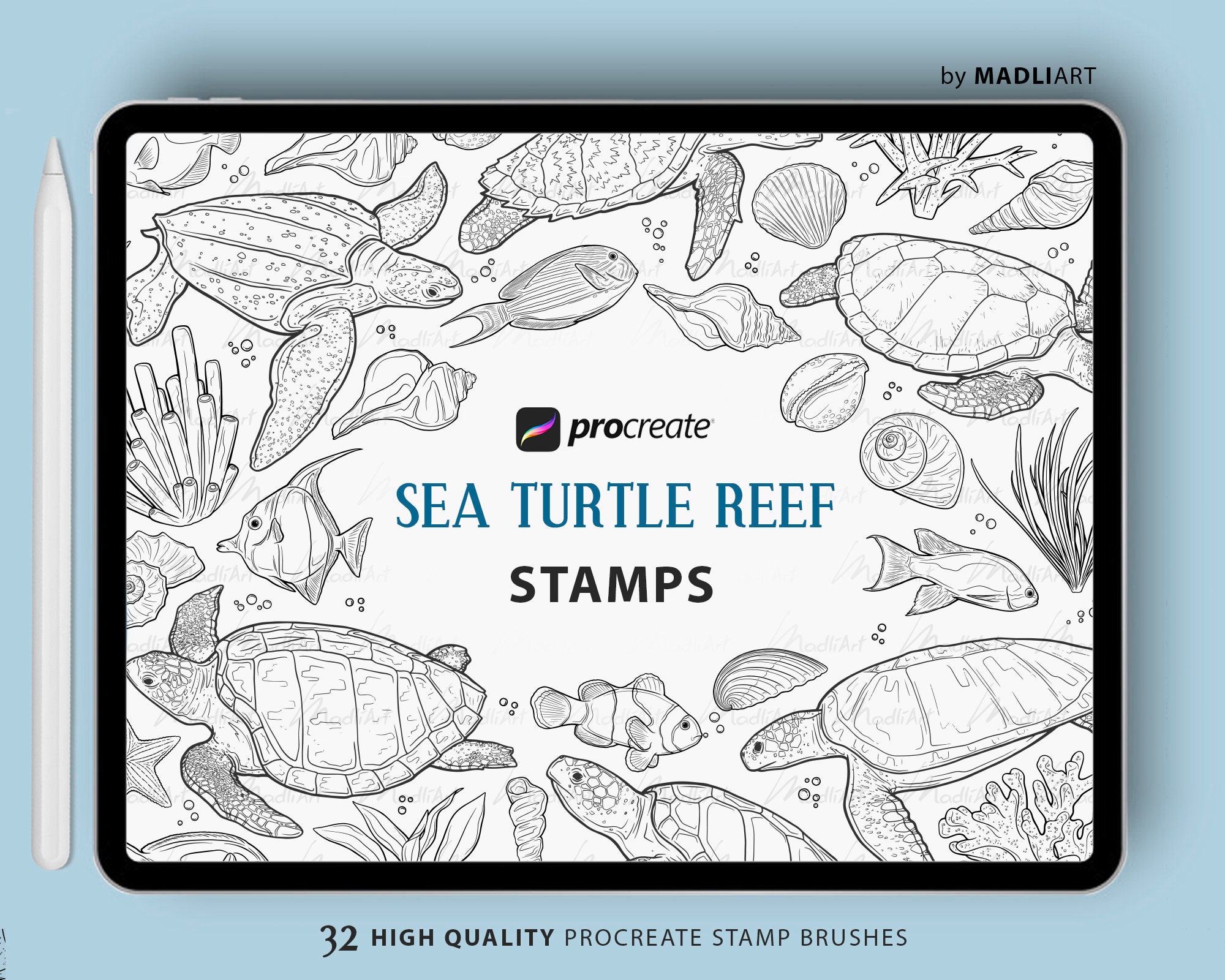 32 Procreate Sea Life Stamps. Sea Turtle Tattoo Design. Coral - Etsy 32 Procreate Sea Life Stamps. Sea Turtle Tattoo Design. Coral - Etsy