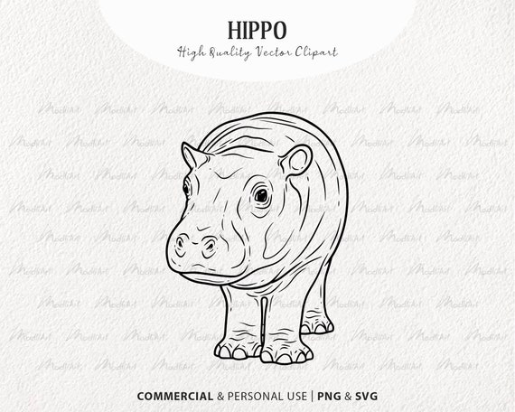 Baby Hippo SVG Clipart. Hippopotamus Vector Drawing. Hippo ...