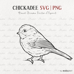 Mésange SVG Clipart. Art vectoriel de moineau. Dessin de contour de petit oiseau. Dessin au trait d’oiseau. Dessin d’oiseau d’hiver. Utilisation commerciale SVG et PNG