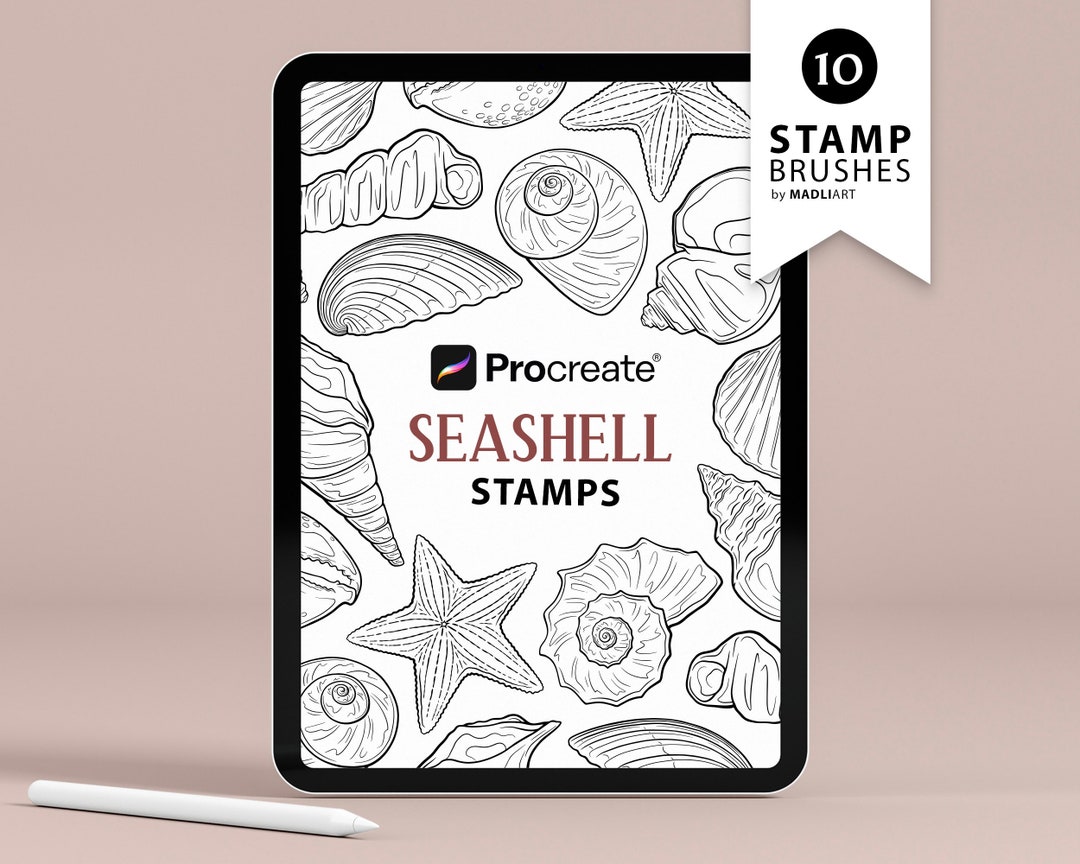 10 Procreate Seashell Stamps. Ocean Themed Tattoo Design. Beach Shell ...