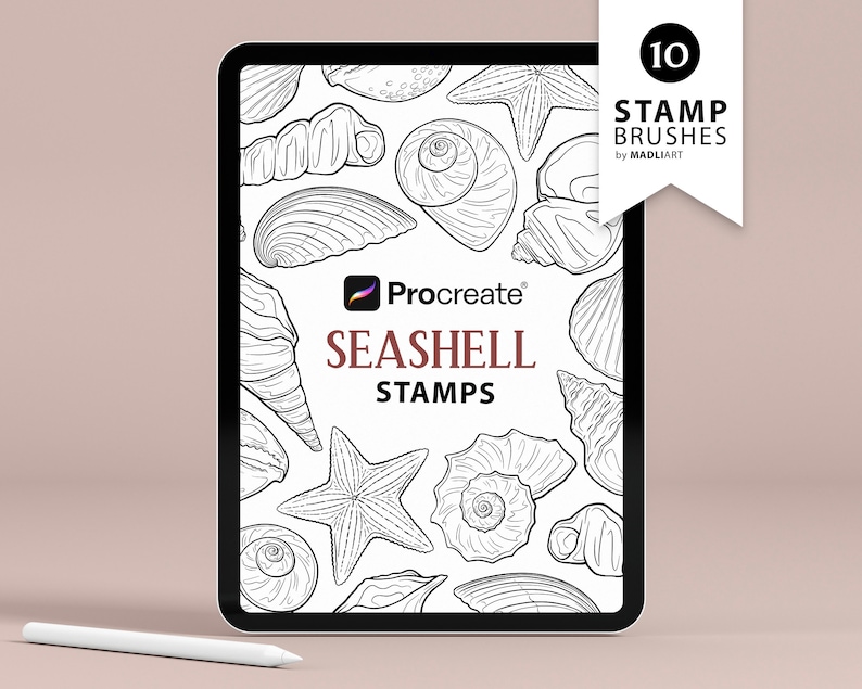 10 Procreate Seashell Stamps. Ocean Themed Tattoo Design. Beach Shell ...