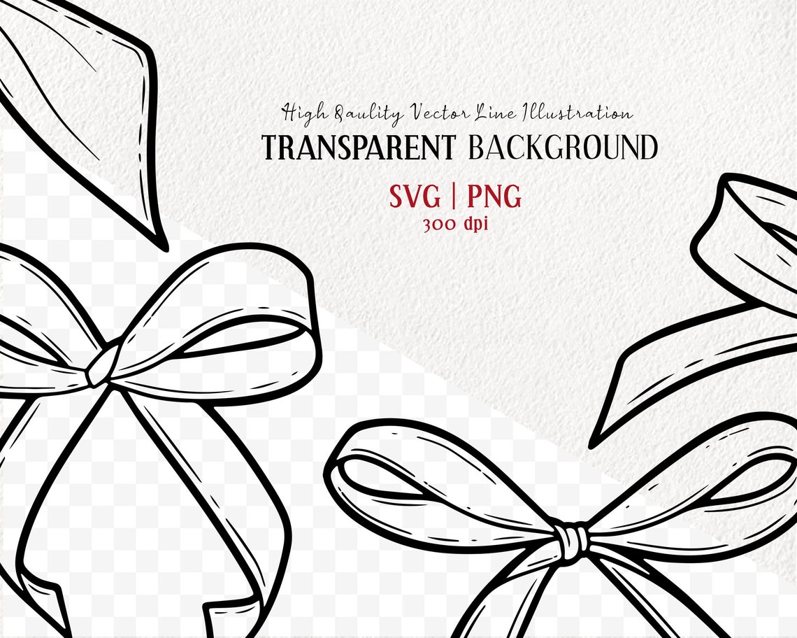 5 Bows Vector Clipart Bundle. Christmas Bowtie SVG Outline. Hair Bow ...