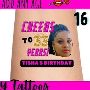 33rd Birthday Temporary Tattoos Personalised for 33rd Birthday Party Tattoos Favours for Birthday Girl or Boy Novelty Gifts for Birthday
