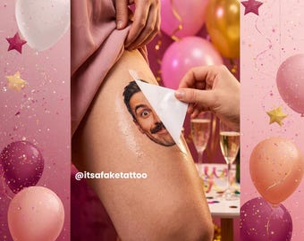 40e verjaardagsfeestje aangepaste gepersonaliseerde tijdelijke tatoeages | 30e verjaardag voor hem | verjaardagstatoeages | fototattoo | gezichtstatoeage, 21, Feestje