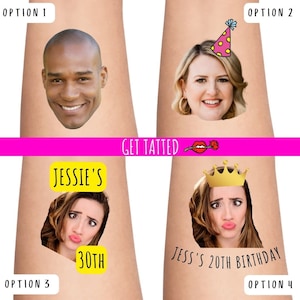 PHOTO TEMPORARY TATTOO, Custom Face Tattoo, Photo Temporary Tattoo, Couple Tattoo, Bride Tattoo, Wedding Favors, Birthday Tattoo, Wedding