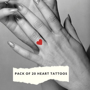 Pack of 20 Heart Tattoos / Finger tattoo / Anniversary / Temporary tattoo / festival temporary tattoo /bohemian tattoo /festival accessories