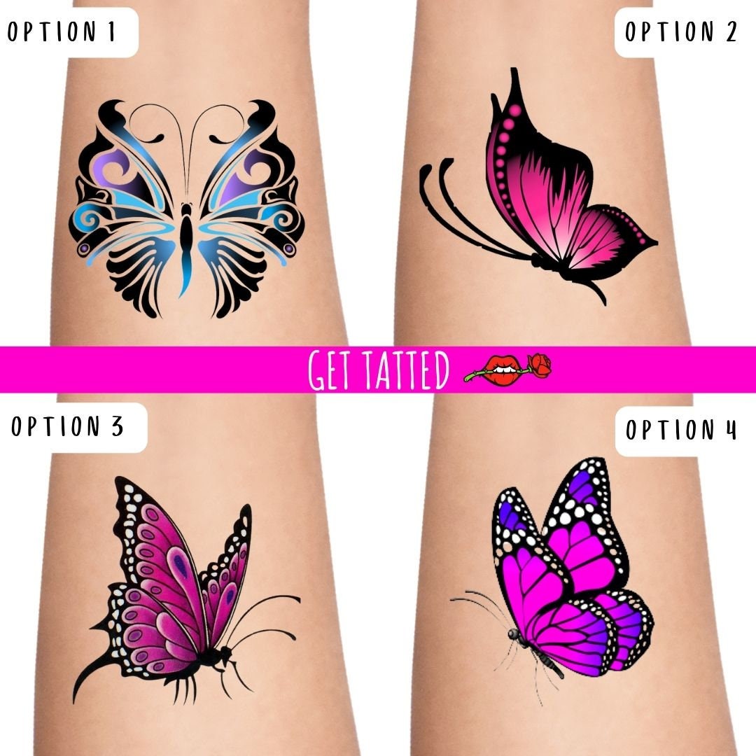 Tatuaje temporal de mariposa del corazón / Tatuajes temporales de