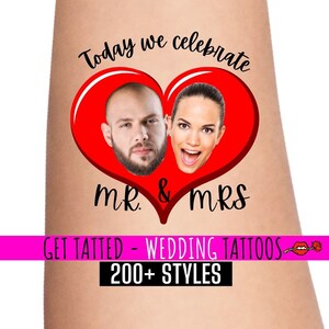 Wedding Party Temporary Tattoos, personalised wedding gifts, bachelorette party, wedding favours, Groom tattoos, Wedding tattoo, fake tattoo