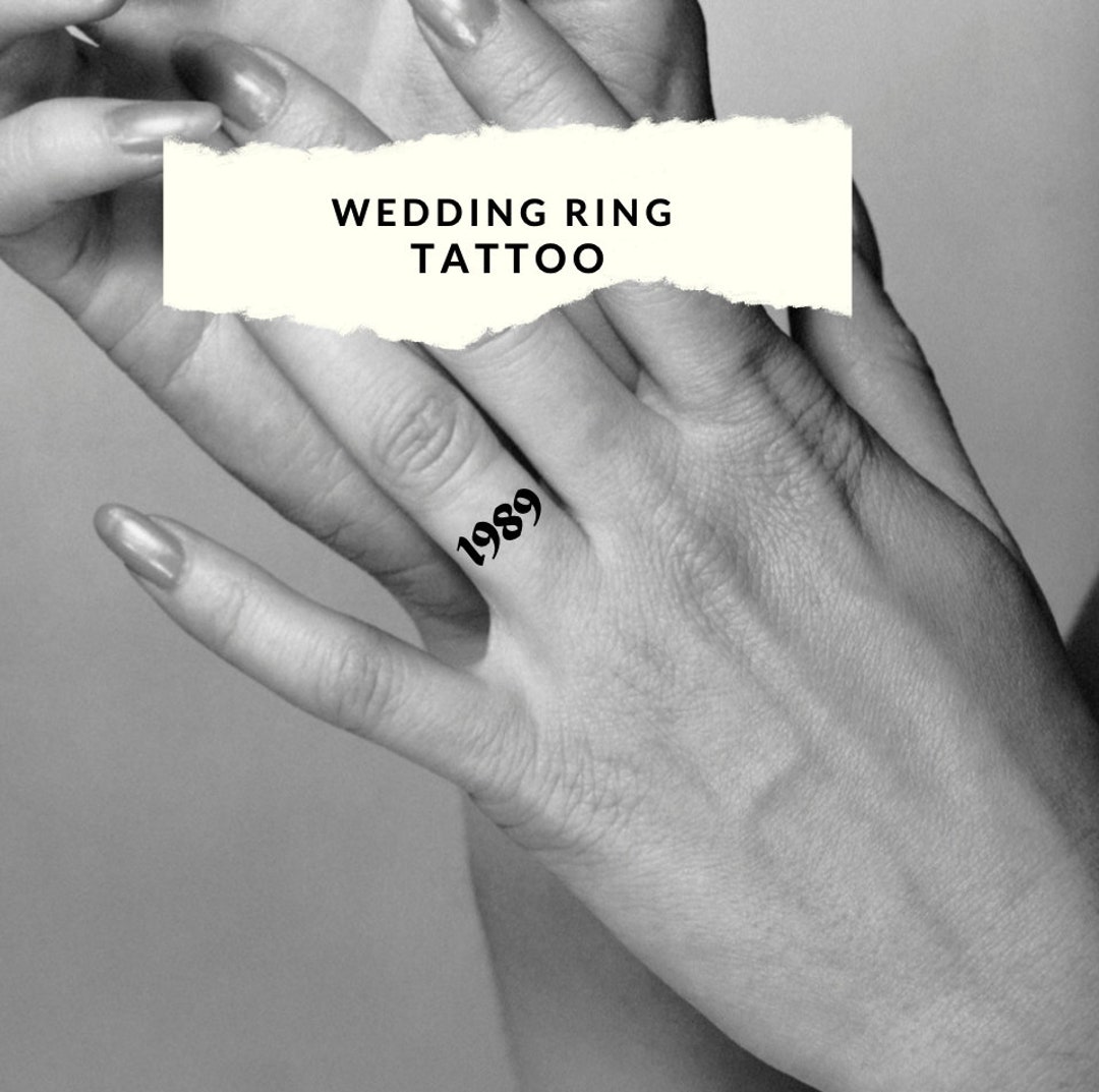 Custom Wedding Ring Date Tattoo Finger Tattoo Birth Year - Etsy