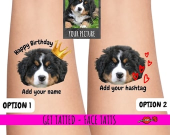Mascotas Tatuajes temporales de cumpleaños / Perro mascota / Tatuajes de cumpleaños de gato mascota / tatuaje de favor de fiesta / tatuaje de cara / Mejor mascota / Tatuaje de animal