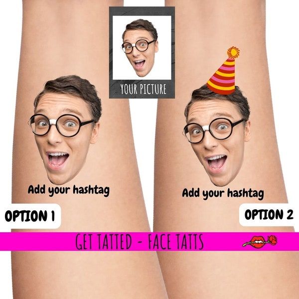 Birthday Party | Stag Do | Bachelorette Party | Custom Personalised Temporary Tattoos | birthday tattoos | photo tattoo | face tattoo, bride