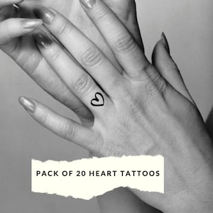 Pack of 20 Heart Tattoos, Finger tattoos, Anniversary, Birthday Temporary tattoo, Wedding favours, novelty gifts