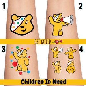 Children In Need Temporary Tattoos, BBC, Charity tattoos, fake tattoos