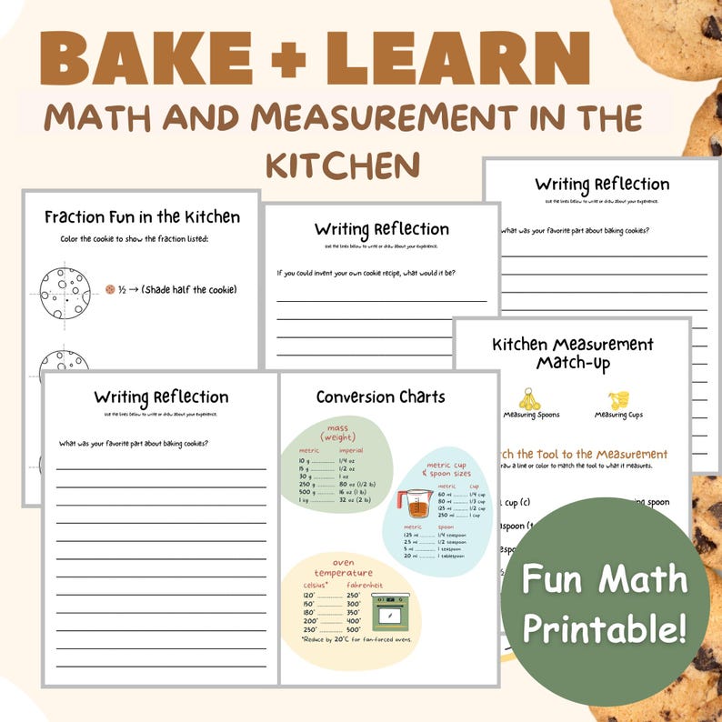 Baking Math Sheets Chocolate Chip Cookie Recipe | Math Baking Activity (digital Download ...