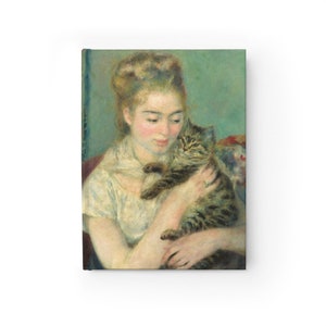 &quot;Tagebuch mit impressionistischer Malerei &quot;&quot;Frau mit Katze&quot;&quot; von Pierre-Auguste Renoir.&quot;