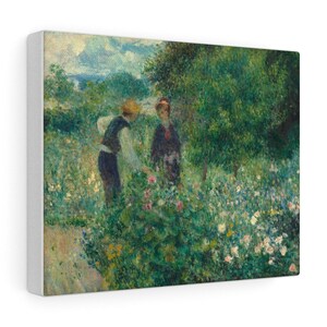 Picking Flowers by Pierre-Auguste Renoir / Fine Art Impressionist Painting Print on Canvas