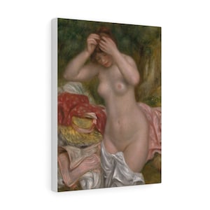 Bather Arranging Her Hair by Pierre-Auguste Renoir / Fine Art Impressionist Painting Print on Canvas
