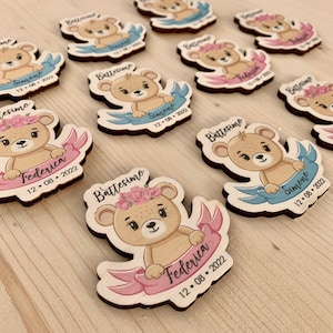 Bear Baptism Magnets / Birth / Boy - Girl / Souvenir / Magnet / Favor Idea