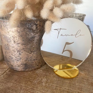 Segnatavoli in plexiglass oro specchio per matrimonio - Numeri tavoli