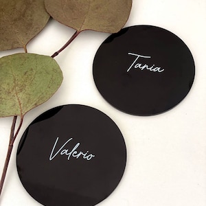 Marque-places pour mariage en plexiglas noir brillant / mariage /
