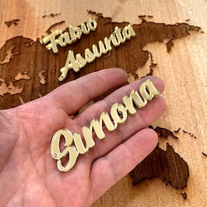 Marcador de posición de boda personalizado en nombre de plexiglás espejado para ceremonias y eventos