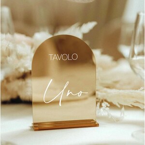 Segnatavoli in plexiglass oro specchio per matrimonio - Numeri tavoli
