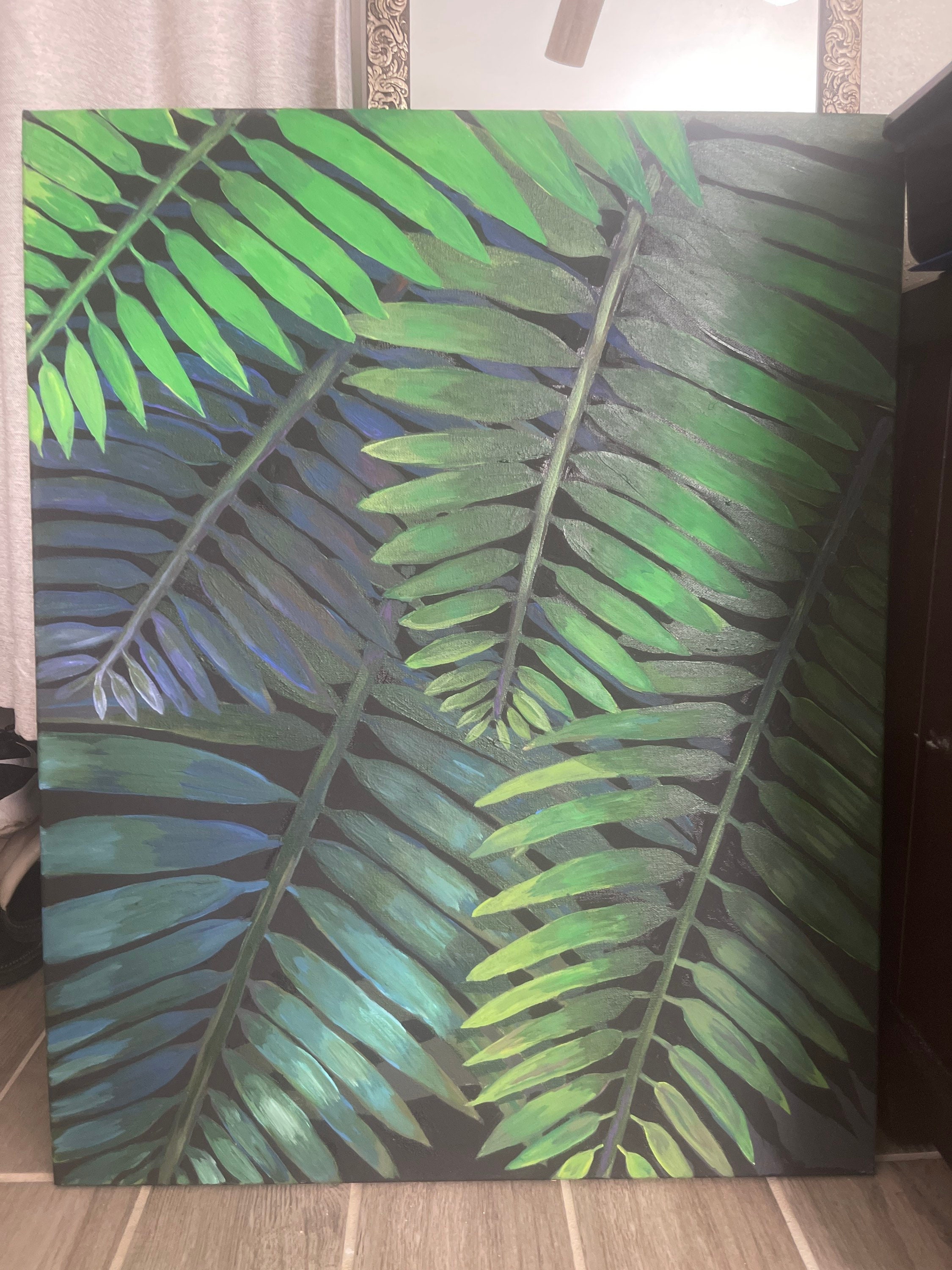 Hand Painted Palm Fronds 24x36 Etsy